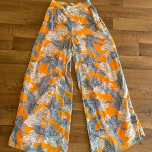 Neon Orange Tropical print - Wide Leg pants 🦋🧡